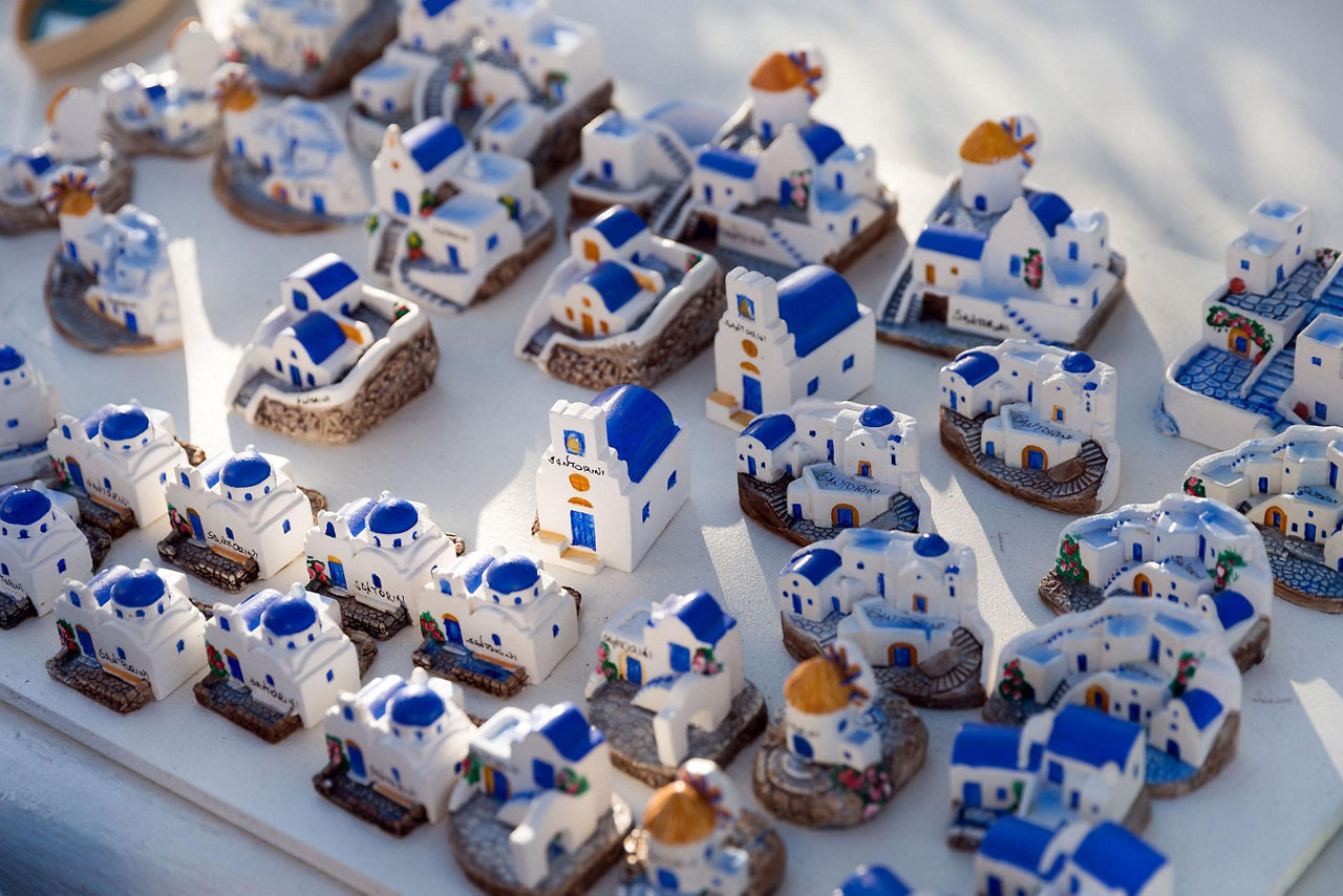 Santorini, Greece Small white and blue houses